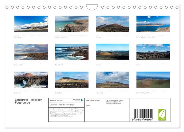Produktbild: Lanzarote - Insel der Feuerberge (Wandkalender 2026 DIN A4 quer), CALVENDO Monatskalender