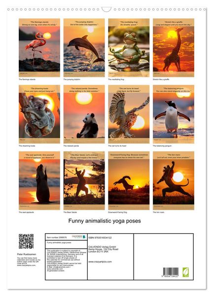 Produktbild: Funny animalistic yoga poses (Wall Calendar 2026 DIN A2 portrait), CALVENDO 12 Month Wall Calendar