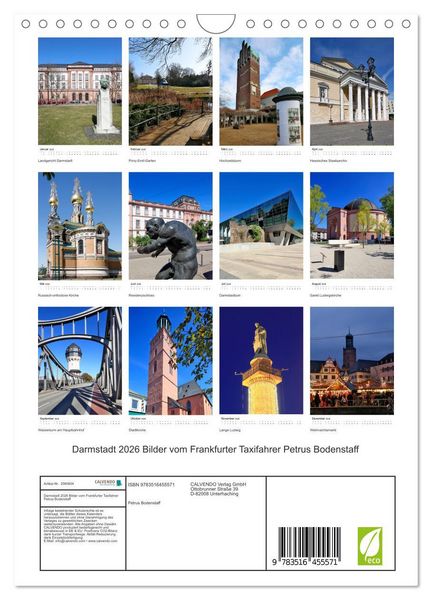 Produktbild: Darmstadt 2026 Bilder vom Frankfurter Taxifahrer Petrus Bodenstaff (Wandkalender 2026 DIN A4 hoch), CALVENDO Monatskalender