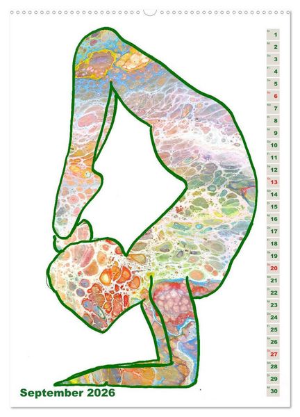Produktbild: Pr&auml;chtiges Yoga Pouring - Yoga verschmilzt mit Kunst (hochwertiger Premium Wandkalender 2026 DIN A2 hoch), Kunstdruck in Hochglanz