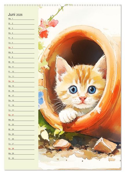 Produktbild: Bezaubernde Katzen. Miezen im lieblichen Aquarell-Stil (Wandkalender 2026 DIN A2 hoch), CALVENDO Monatskalender