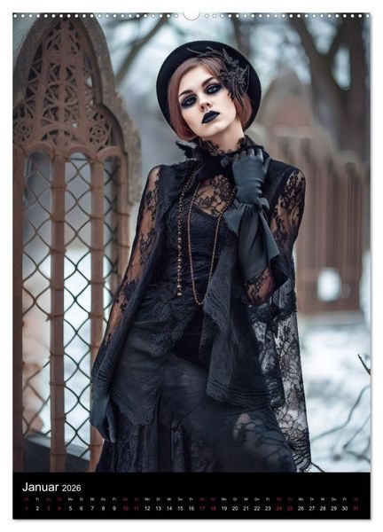 Produktbild: Gothic Kalender - Ein Jahr voller Gothic-Mystik und Eleganz (Wandkalender 2026 DIN A2 hoch), CALVENDO Monatskalender
