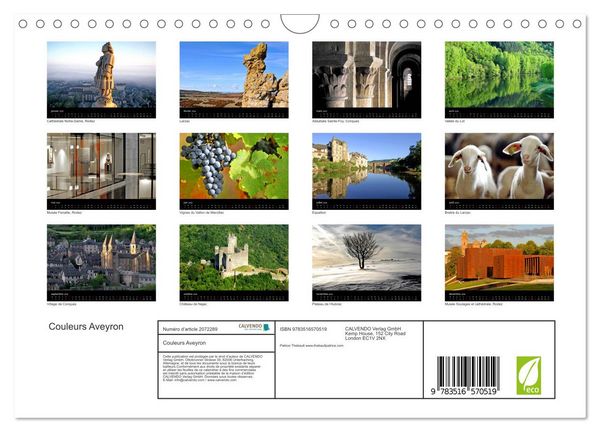 Produktbild: Couleurs Aveyron (Calendrier mural 2026 DIN A4 vertical), CALVENDO calendrier mensuel