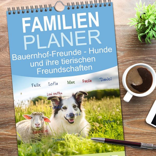 Produktbild: Familienplaner 2026 - Bauernhof-Freunde - Hunde und ihre tierischen Freundschaften mit 5 Spalten (Wandkalender, 21 x 45 cm) CALVENDO