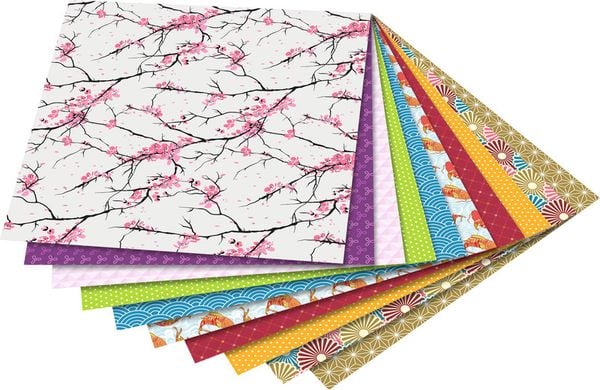 Produktbild: Folia  Faltbl&auml;tter JAPAN 80g/m&sup2;, 15x15cm, 50 Blatt, 10 Motive sortiert