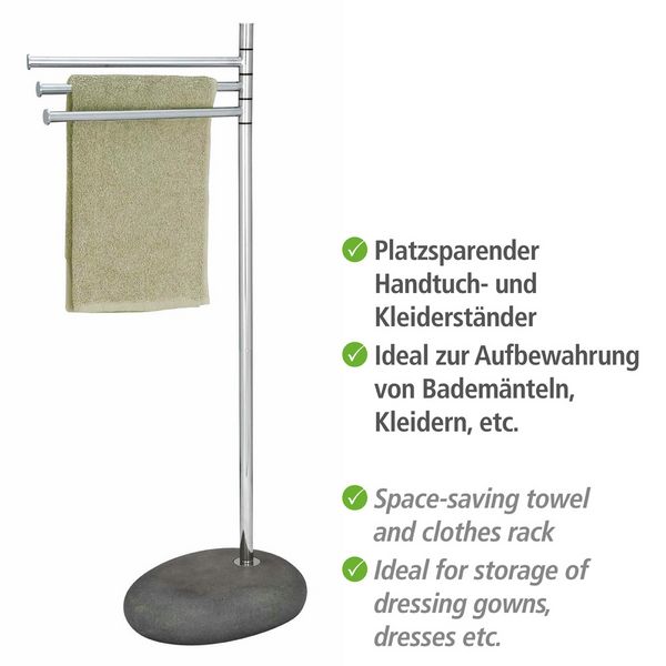 Produktbild: Handtuchst&auml;nder Mod. Pebble Stone Grey mit 3 Armen, aus verchromtem Stahl