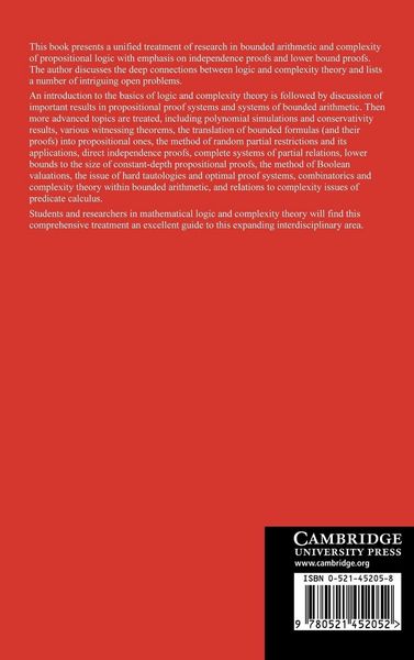 Produktbild: Bounded Arithmetic, Propositional Logic and Complexity Theory