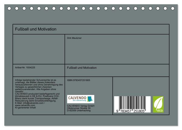 Produktbild: Fu&szlig;ball und Motivation (Tischkalender 2026 DIN A5 quer), CALVENDO Monatskalender
