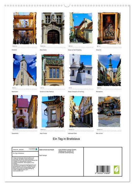 Produktbild: Ein Tag in Bratislava (hochwertiger Premium Wandkalender 2026 DIN A2 hoch), Kunstdruck in Hochglanz