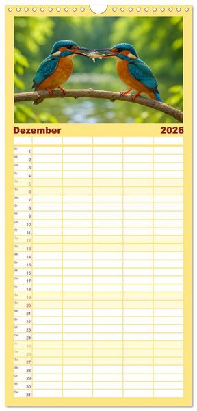 Produktbild: Familienplaner 2026 - Eisvogeltr&auml;ume am Wasser mit 5 Spalten (Wandkalender, 21 x 45 cm) CALVENDO
