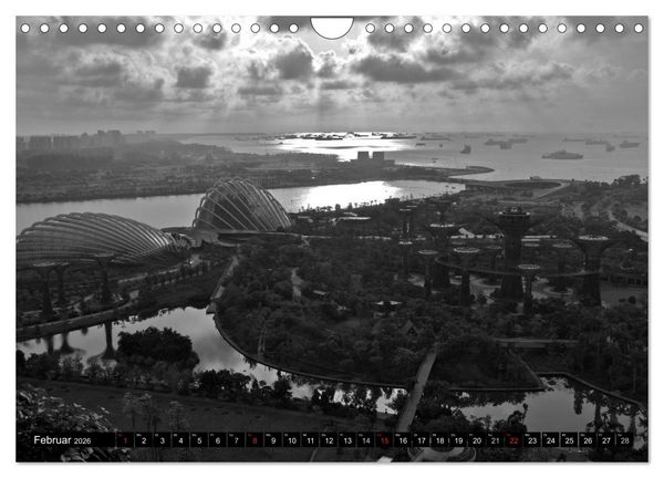 Produktbild: Singapur - Impressionen in schwarz - weiss (Wandkalender 2026 DIN A4 quer), CALVENDO Monatskalender