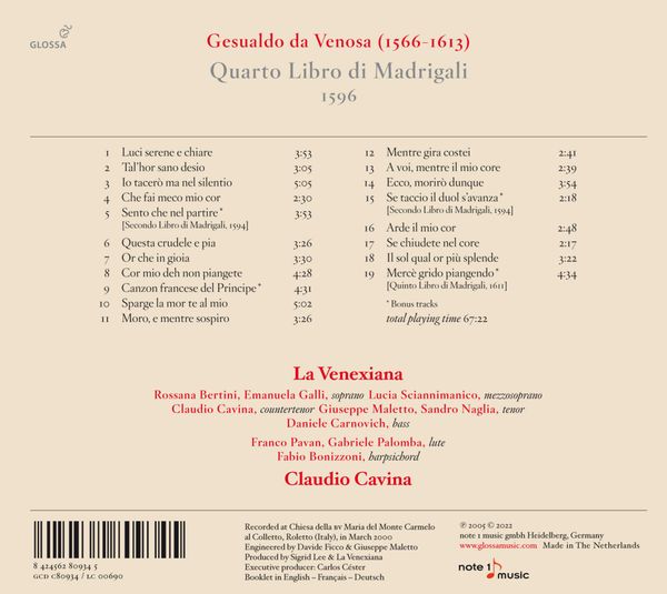 Produktbild: Quarto Libro Di Madrigali