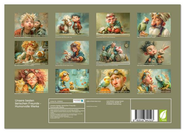 Produktbild: Unsere besten tierischen Freunde - Humorvolle Werke (Wandkalender 2026 DIN A4 quer), CALVENDO Monatskalender