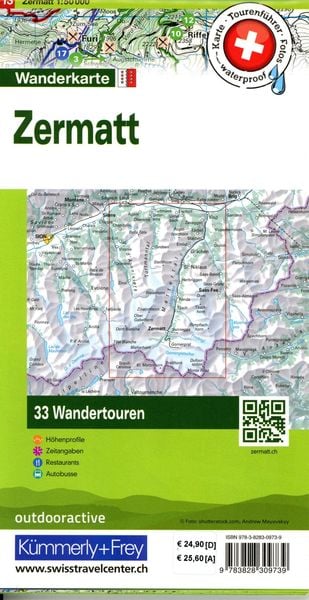 Kümmerly+Frey Wandertourenkarte 13 Zermatt 1:50.000