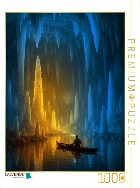 Produktbild: CALVENDO Puzzle Im Lichtkegel - Tropfsteine in einer H&ouml;hle | 1000 Teile Lege-Gr&ouml;&szlig;e 64x48cm Foto-Puzzle f&uuml;r gl&uuml;ckliche Stunden