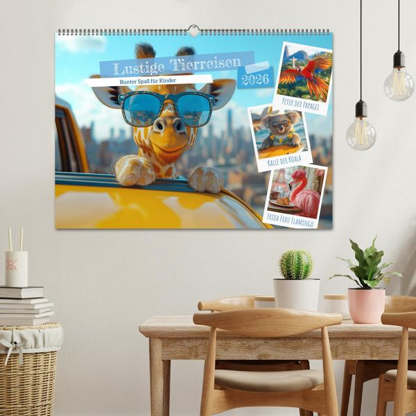 Produktbild: Lustige Tierreisen - Bunter Spa&szlig; f&uuml;r Kinder (Wandkalender 2026 DIN A2 quer), CALVENDO Monatskalender