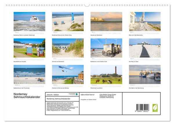 Produktbild: Norderney Sehnsuchtskalender (hochwertiger Premium Wandkalender 2026 DIN A2 quer), Kunstdruck in Hochglanz