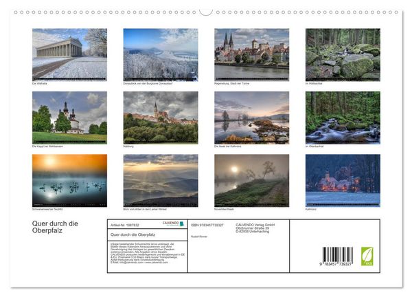 Produktbild: Quer durch die Oberpfalz (hochwertiger Premium Wandkalender 2026 DIN A2 quer), Kunstdruck in Hochglanz