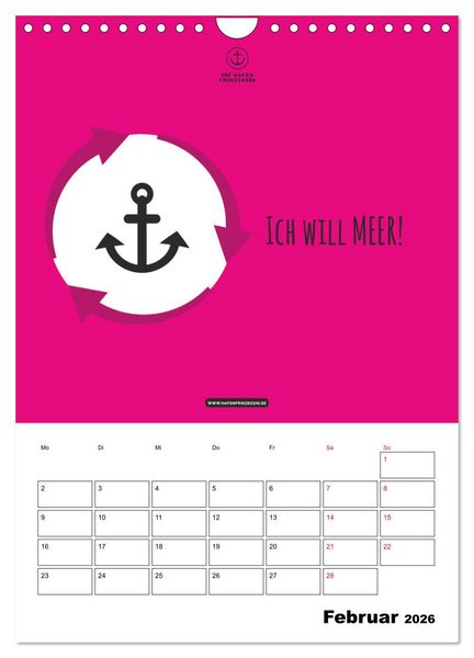 Produktbild: hafenprinzessin: Ankertr&auml;ume & Meer - Der moderne Zitate-Wandkalender f&uuml;r maritime Lebensmomente! (Wandkalender 2026 DIN A4 hoch), CALVENDO Monatskalender