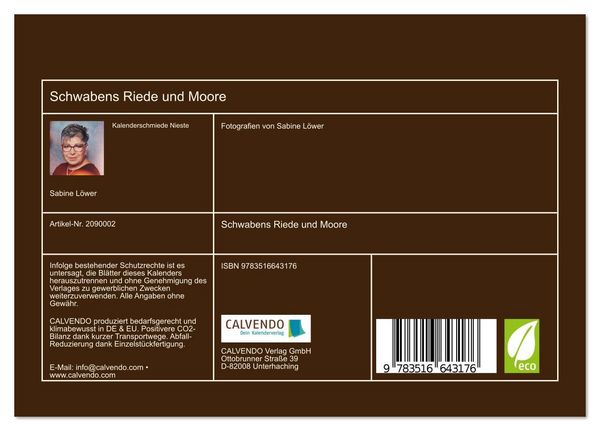 Produktbild: Schwabens Riede und Moore (Tischkalender 2026 DIN A5 quer), CALVENDO Monatskalender
