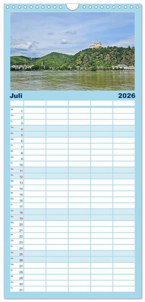 Produktbild: Familienplaner 2026 - Rechts und links des Rheins. Mit dem Wohnmobil unterwegs. mit 5 Spalten (Wandkalender, 21 x 45 cm) CALVENDO