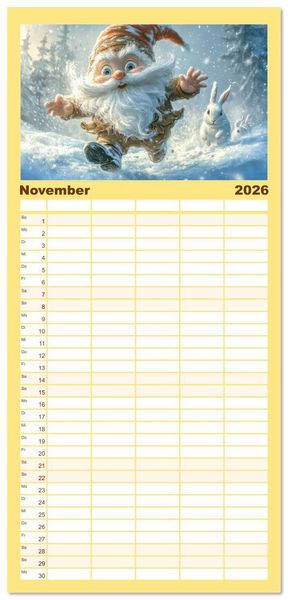 Produktbild: Familienplaner 2026 - Zwergenland - Kinderkalender mit 5 Spalten (Wandkalender, 21 x 45 cm) CALVENDO