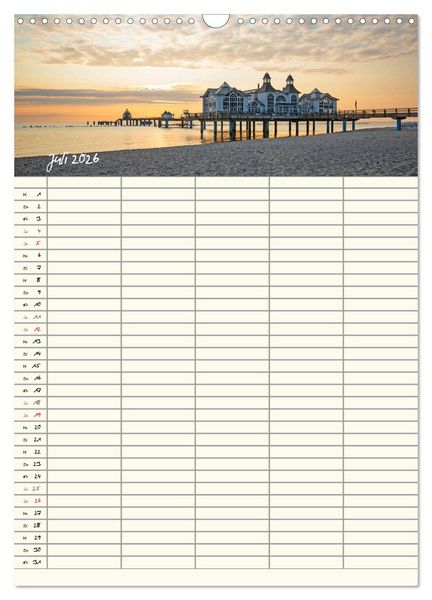 Produktbild: R&uuml;gen - Urlaubsparadies an der Ostsee - Familienplaner (Wandkalender 2026 DIN A3 hoch), CALVENDO Monatskalender