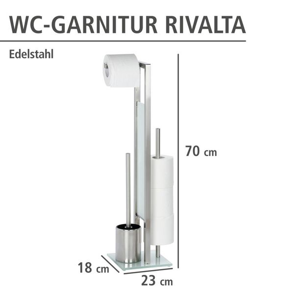 Produktbild: Stand WC-Garnitur Mod. Rivalta Edelstahl Matt, integrierter Toilettenpapierhalter