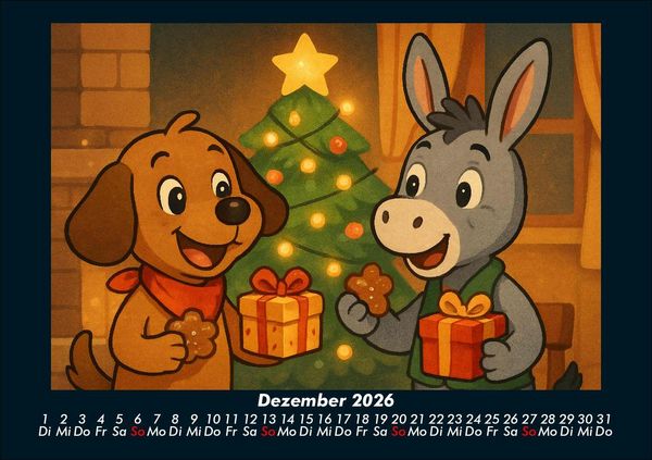 Produktbild: Wuff & Huf - Festliche Freundschaft 2026 Fotokalender DIN A5
