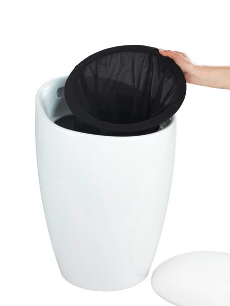 Produktbild: Hocker Mod. Candy White, mit abnehmbarem W&auml;schesammler