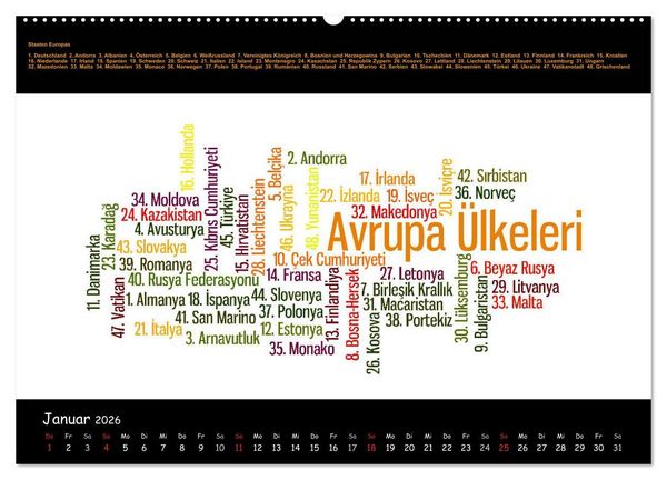 Produktbild: Sprachkalender T&uuml;rkisch-Deutsch (hochwertiger Premium Wandkalender 2026 DIN A2 quer), Kunstdruck in Hochglanz