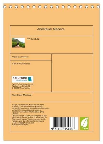 Produktbild: Abenteuer Madeira (Tischkalender 2026 DIN A5 hoch), CALVENDO Monatskalender