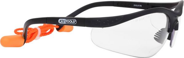 Produktbild: KS Tools Schutzbrille-transparent, mit Ohrst&ouml;psel 310.0176