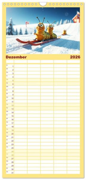 Produktbild: Familienplaner 2026 - Raupen-Rabatz - Ein Jahr voller Krabbelspa&szlig; mit 5 Spalten (Wandkalender, 21 x 45 cm) CALVENDO