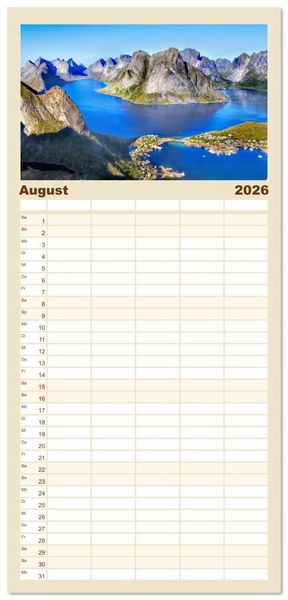 Produktbild: Familienplaner 2026 - Nationalparks der Welt mit 5 Spalten (Wandkalender, 21 x 45 cm) CALVENDO