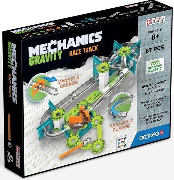 Invento 507090 - Geomag Mechanics Gravity Race Track 67 pcs, Kugelbahn, Magnetischer Baukasten, Magnetspielzeuge