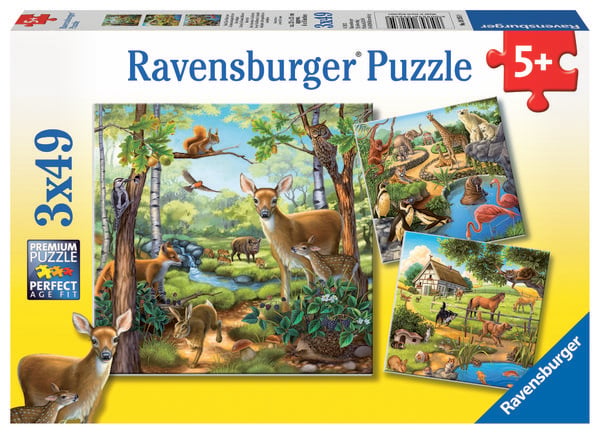 Produktbild: Puzzle Ravensburger Wald-/Zoo-/Haustiere 3 X 49 Teile