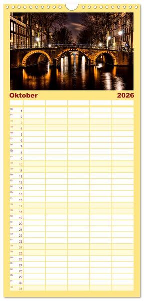Produktbild: Familienplaner 2026 - Amsterdam - Venedig des Nordens mit 5 Spalten (Wandkalender, 21 x 45 cm) CALVENDO