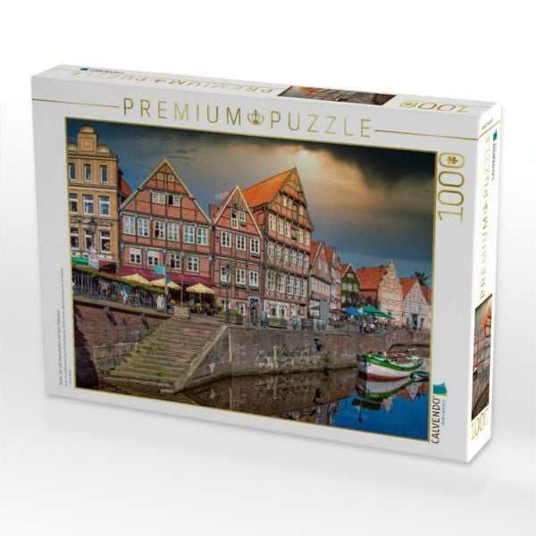 Produktbild: CALVENDO Puzzle Stade, der alte Hansehafen mit dem Giekewer | 1000 Teile Lege-Gr&ouml;&szlig;e 64x48cm Foto-Puzzle f&uuml;r gl&uuml;ckliche Stunden