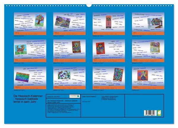 Produktbild: De Hessisch-Kalenner - hessisch babbele lerne in aam Johr (Wandkalender 2026 DIN A2 quer), CALVENDO Monatskalender