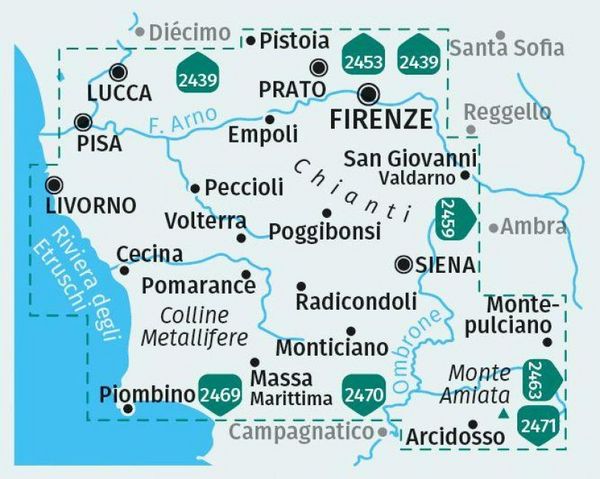 Produktbild: KOMPASS Wanderkarten-Set 2440 Toscana, Herz der Toskana, Nel cuore della Toscana, Heart of Tuscany (4 Karten) 1:50.000