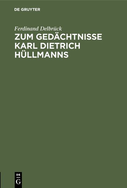 Produktbild: Zum Ged&auml;chtnisse Karl Dietrich H&uuml;llmanns