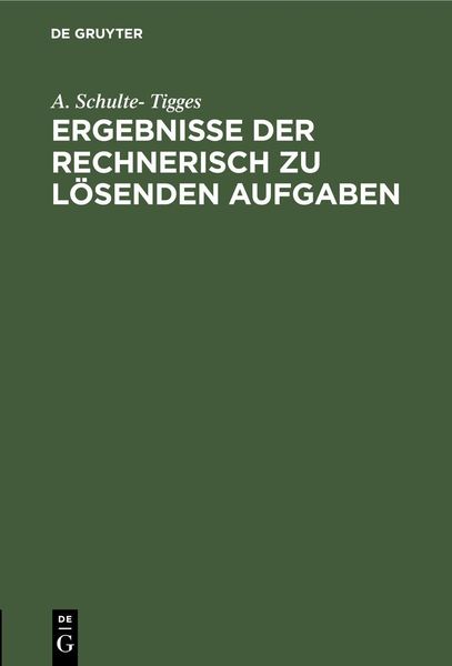 Produktbild: Ergebnisse der rechnerisch zu l&ouml;senden Aufgaben
