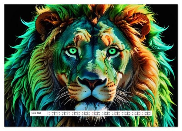 Produktbild: Fantasievolle K&ouml;nige der Wildnis (hochwertiger Premium Wandkalender 2026 DIN A2 quer), Kunstdruck in Hochglanz