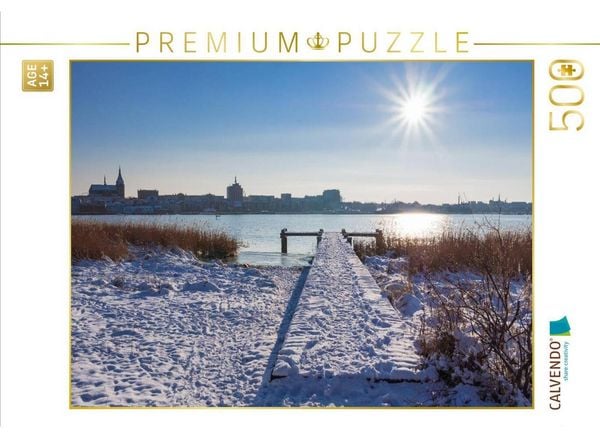 CALVENDO Puzzle Winter an der Warnow in Rostock | 500 Teile Lege-Größe 48 × 36 cm Foto-Puzzle für Erwachsene