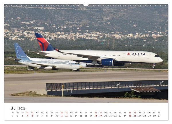 Produktbild: Flugzeuge auf Europas Flugh&auml;fen (hochwertiger Premium Wandkalender 2026 DIN A2 quer), Kunstdruck in Hochglanz