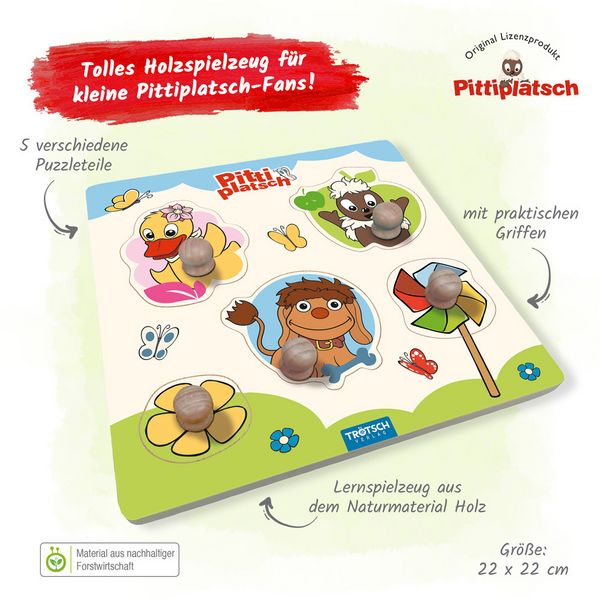 Produktbild: Tr&ouml;tsch Pittiplatsch Holzlegespiel