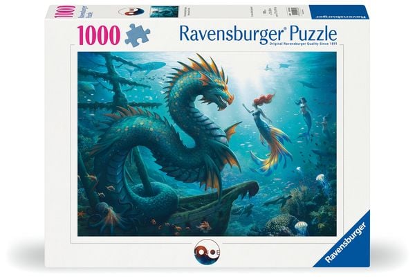 Erwachsenenpuzzle 1000 Teile - Verzauberte Tiefen: Drache, Meerjungfrau und Schildkröten