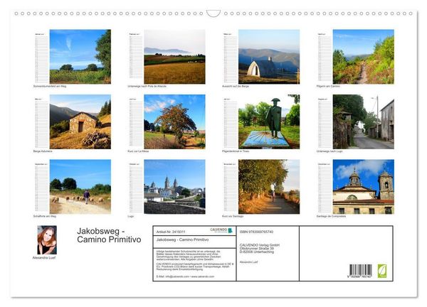 Produktbild: Jakobsweg - Camino Primitivo (Wandkalender 2027 DIN A2 quer), CALVENDO Monatskalender