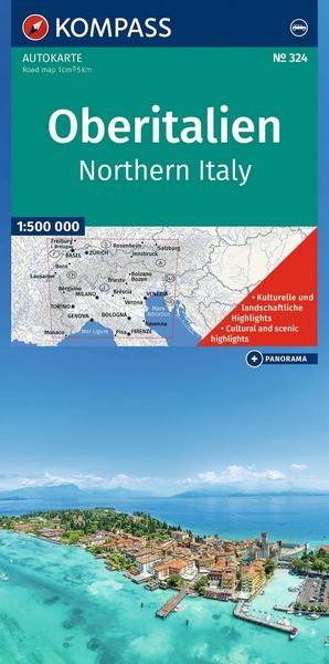 Produktbild: KOMPASS Autokarte Oberitalien, Italia settentrionale, Northern Italy, Italie du Nord 1:500.000